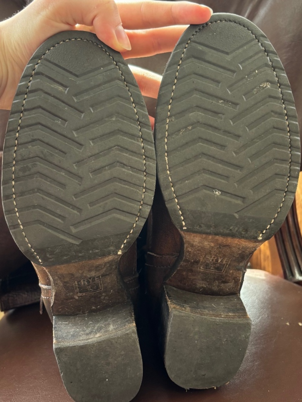 Frye Veronica Slouch Brown Leather Engineer Boots Size 9 - Picture 7 of 11